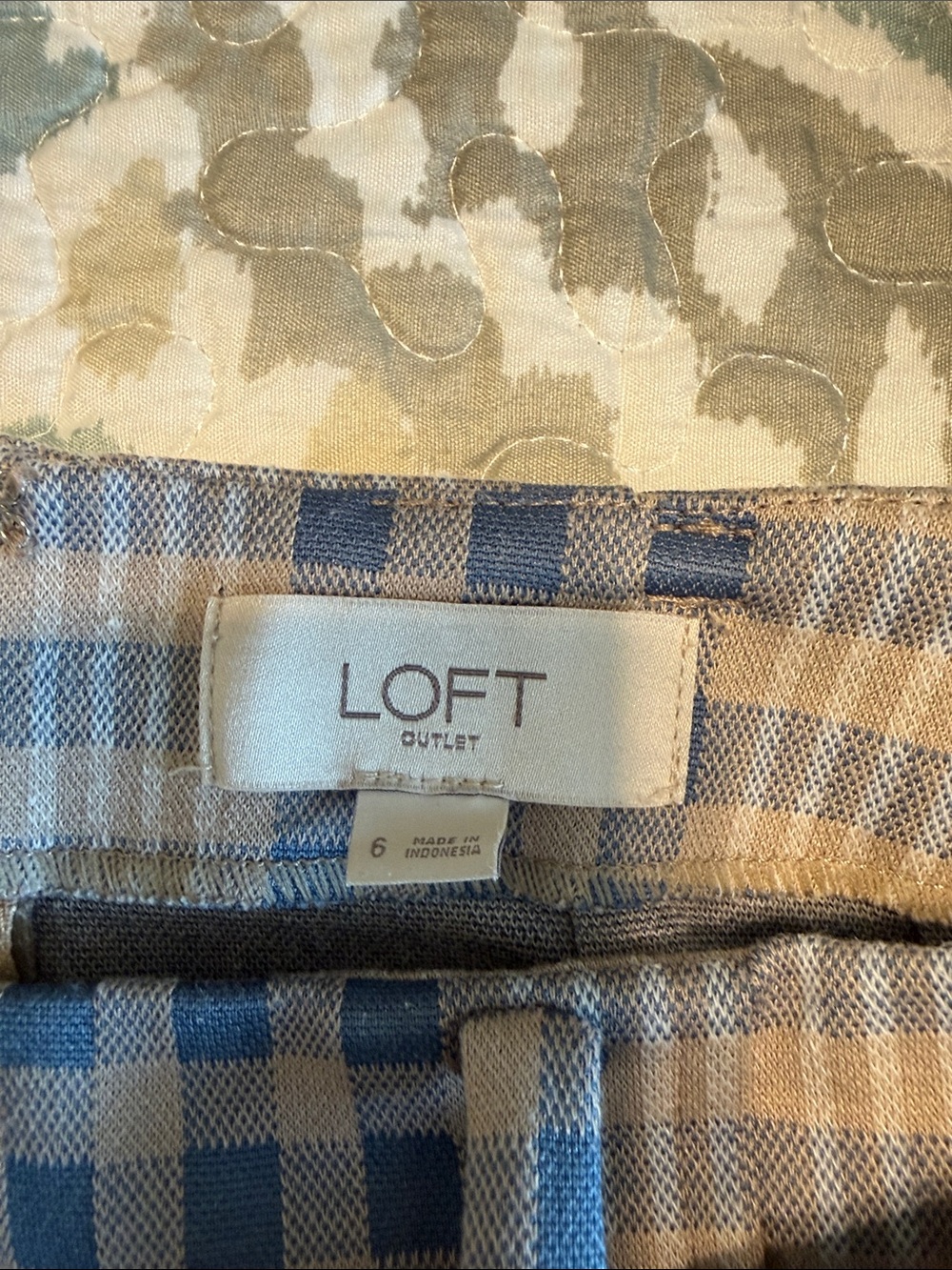 LOFT Beige and Blue Plaid Tie-Waist Mini Skirt - Picture 3 of 3
